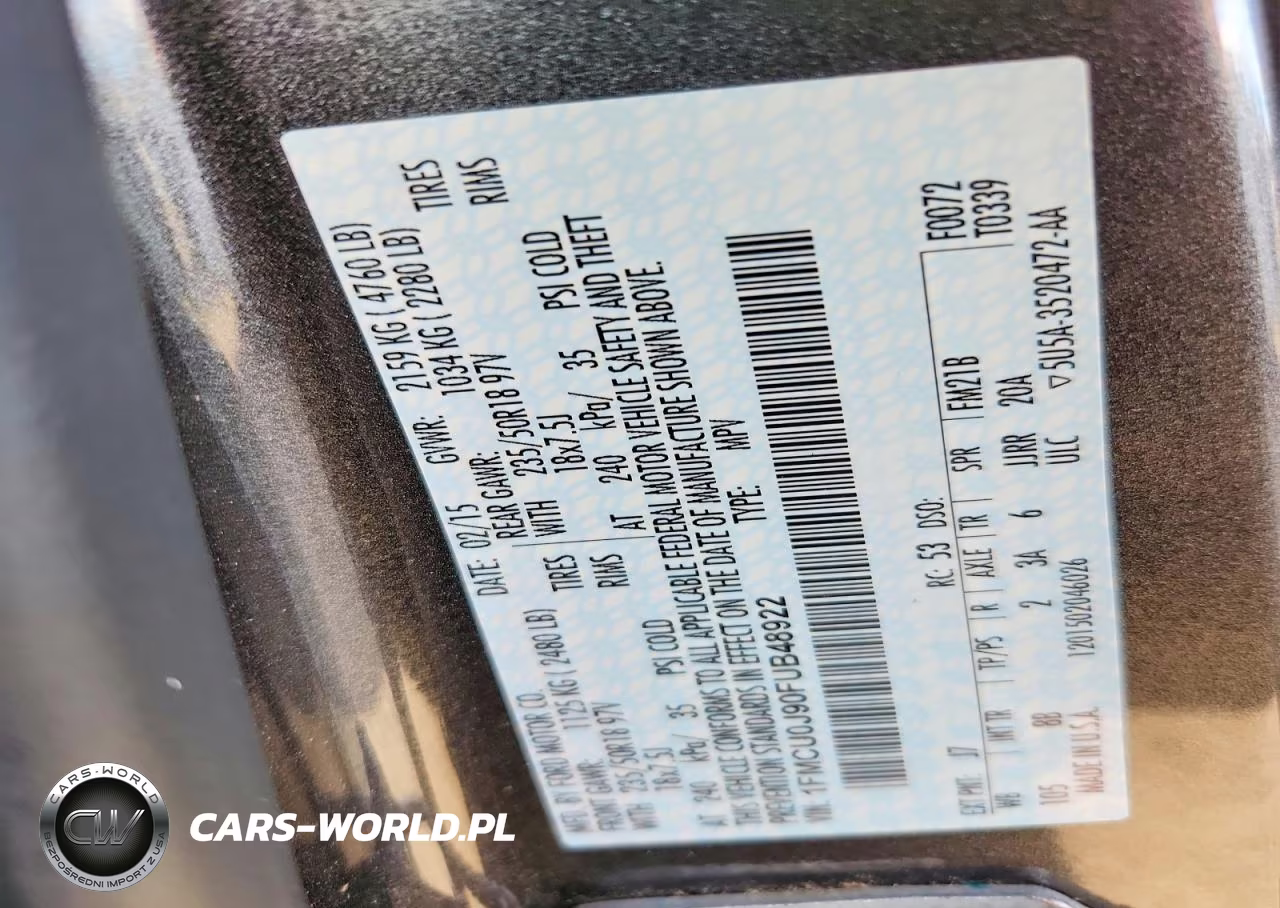 2015 Ford Escape Titanium VIN:1FMCU0J90FUB48922 - 13