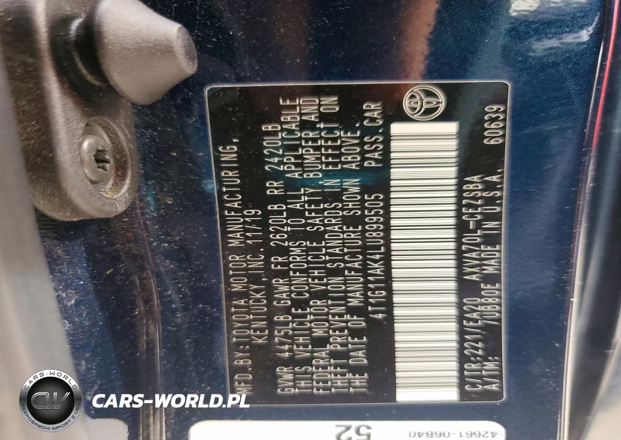 2020 Toyota Camry Se VIN:4T1G11AK4LU899505 - 12