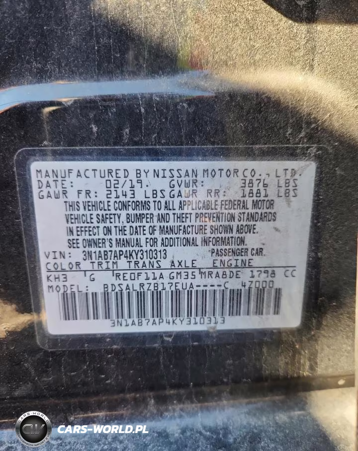 2019 Nissan Sentra S VIN:3N1AB7AP4KY310313 - 13