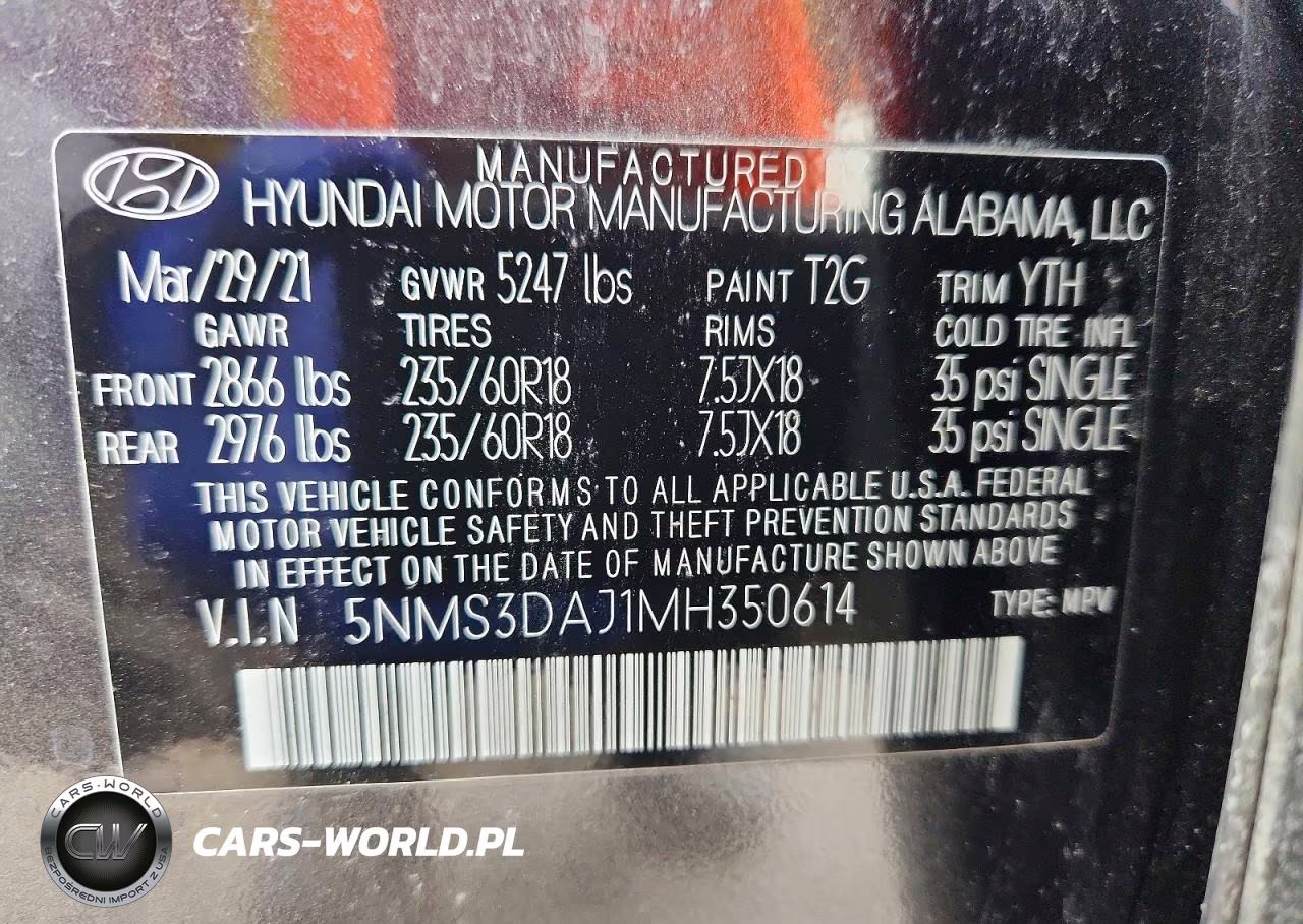 2021 Hyundai Santa Fe Sel VIN:5NMS3DAJ1MH350614 - 13