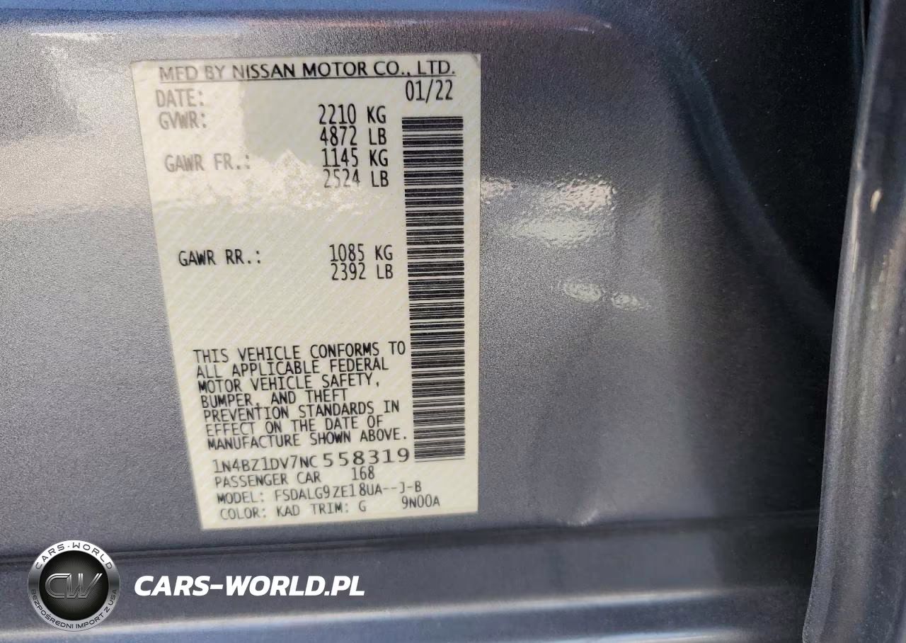 2022 Nissan Leaf Sl Plus VIN:1N4BZ1DV7NC558319 - 12