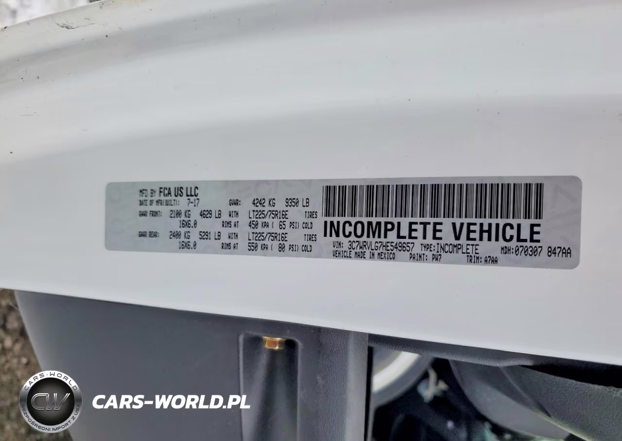2017 Ram Promaster 3500 3500 Standard VIN:3C7WRVLG7HE549657 - 13