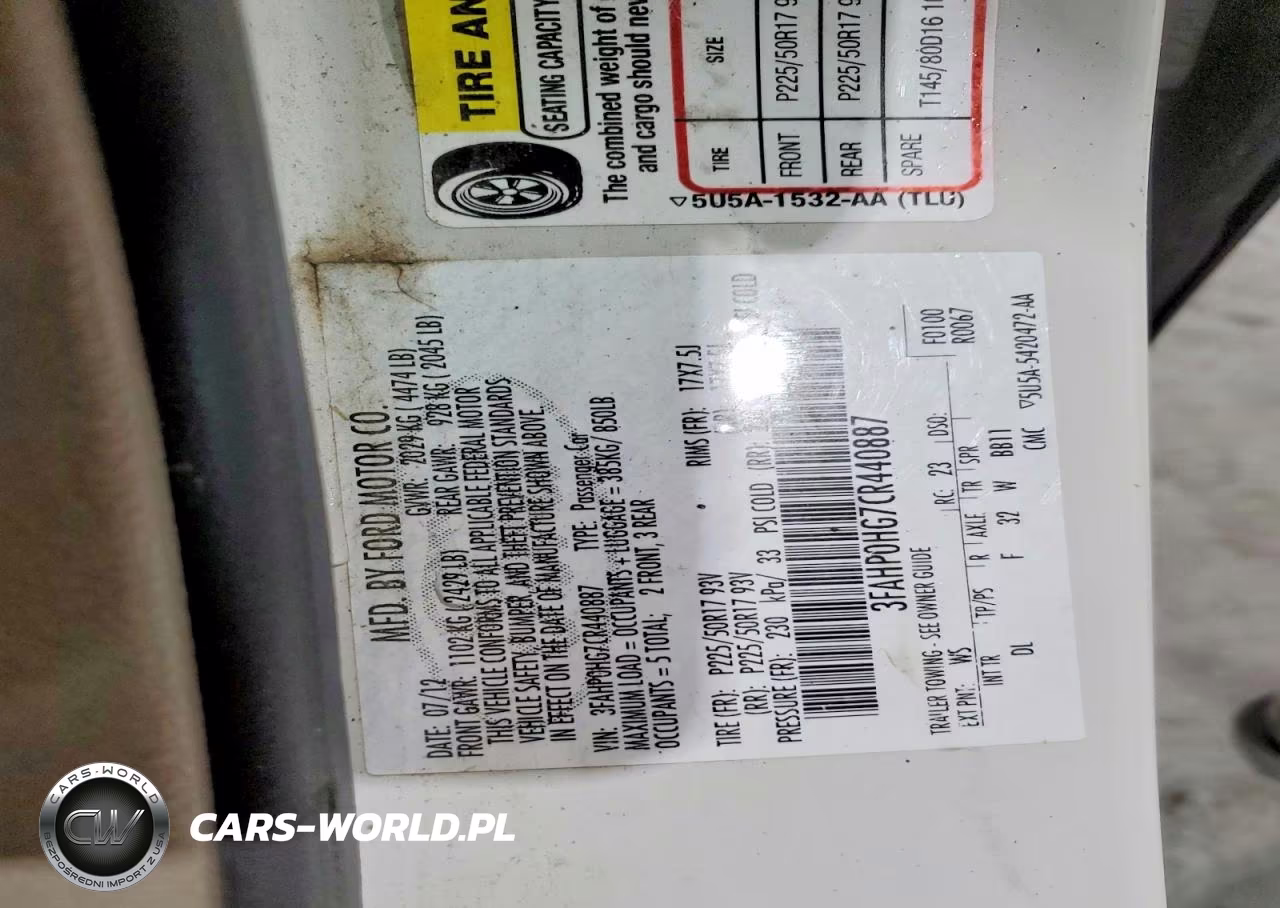 2012 Ford Fusion Se VIN:3FAHP0HG7CR440887 - 12