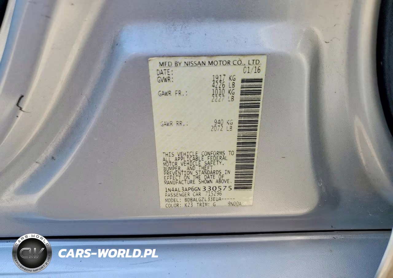 2016 Nissan Altima 2.5 S VIN:1N4AL3AP6GN330575 - 12