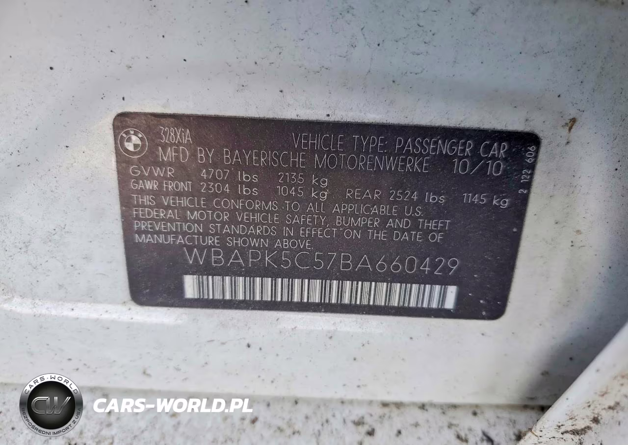 2011 BMW 328 Xi Sulev VIN:WBAPK5C57BA660429 - 12