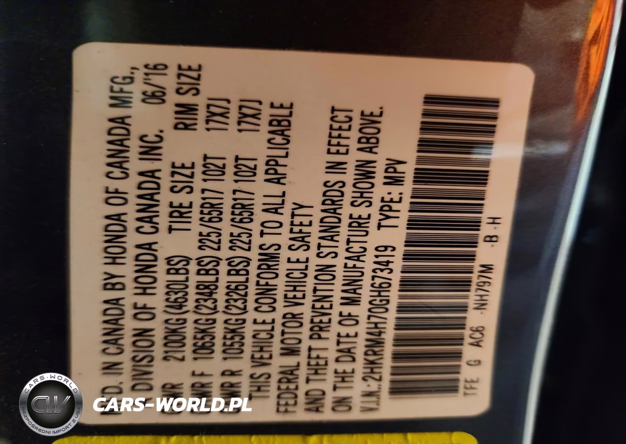 2016 Honda Cr-V Exl VIN:2HKRM4H70GH673419 - 13