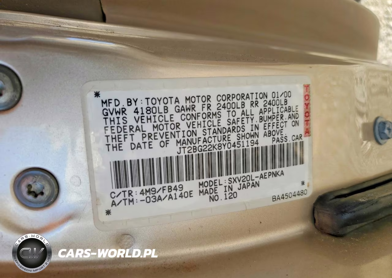 2000 Toyota Camry Le VIN:JT2BG22K8Y0451194 - 13