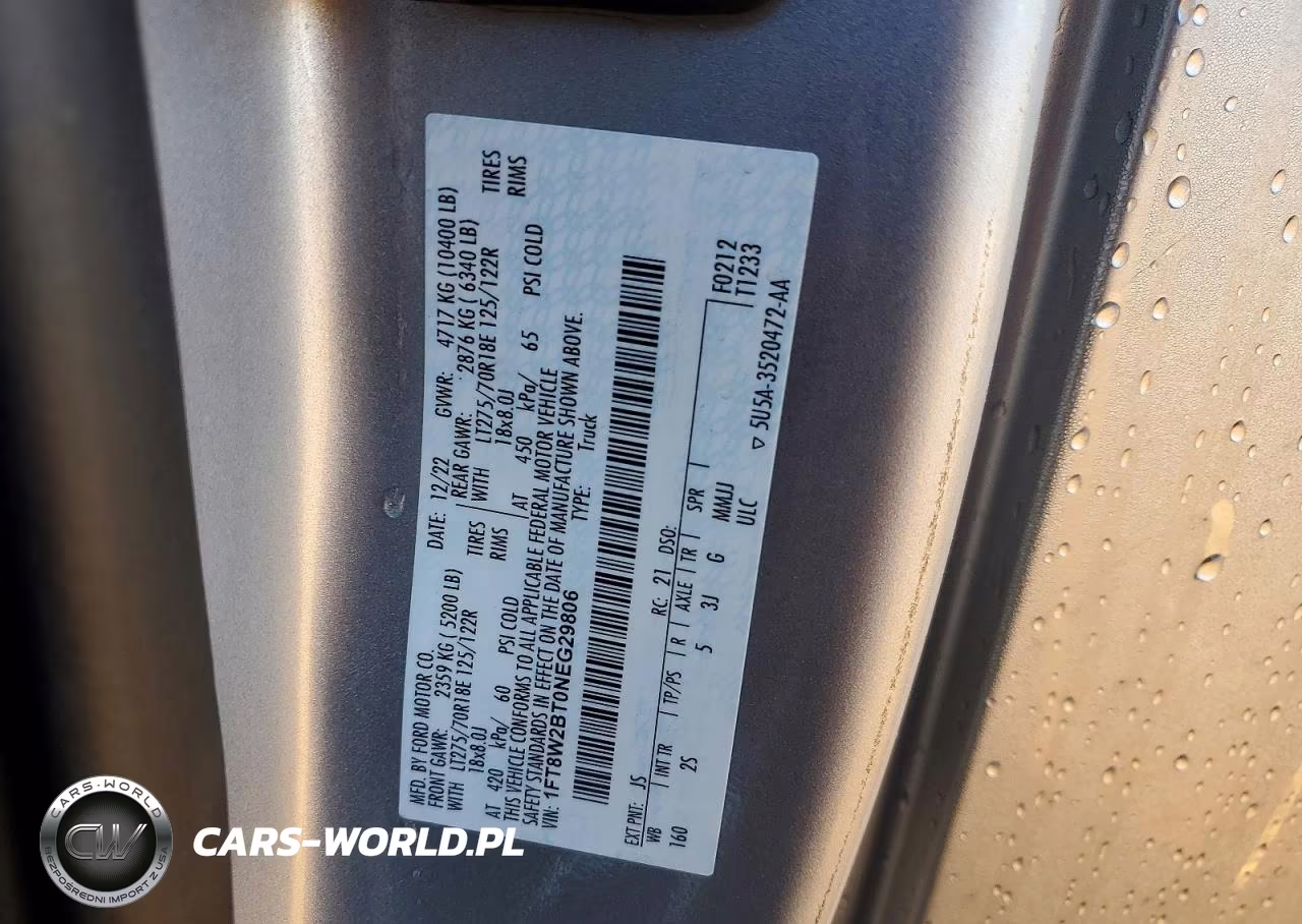 2022 Ford F-250 Xlt VIN:1FT8W2BT0NEG29806 - 12