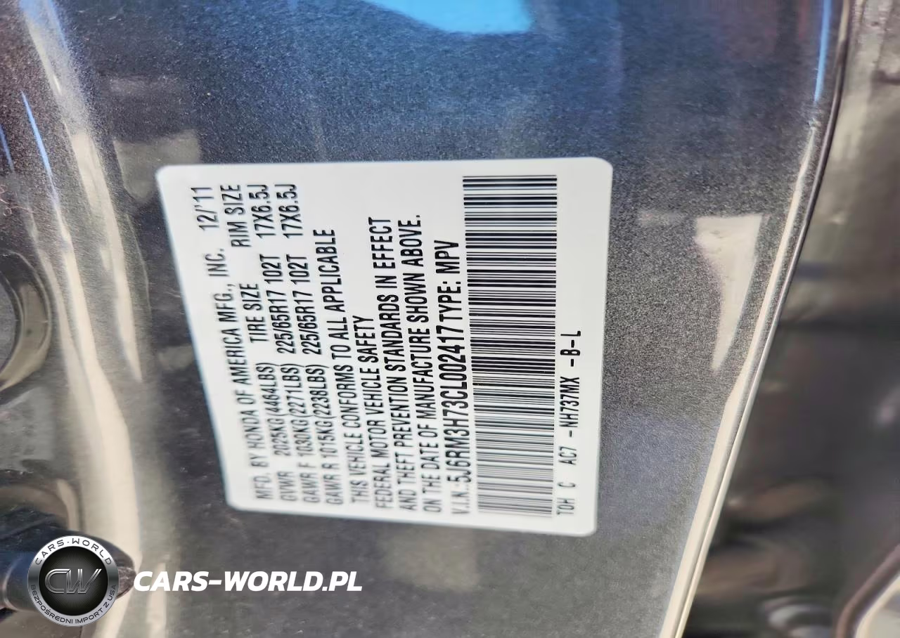 2012 Honda Cr-V Exl VIN:5J6RM3H73CL002417 - 13