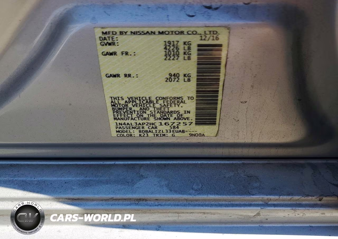 2017 Nissan Altima 2.5 VIN:1N4AL3AP2HC167257 - 12