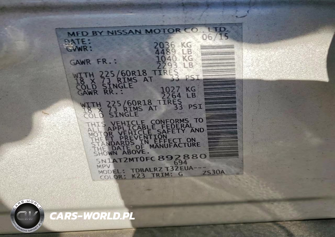 2015 Nissan Rogue Sl VIN:5N1AT2MT0FC892880 - 12