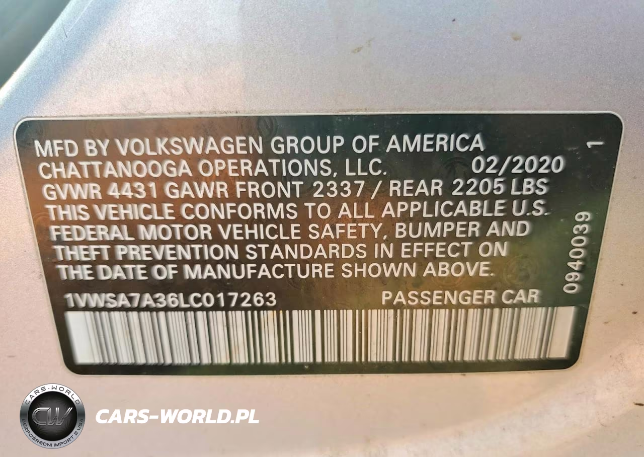2020 Volkswagen Passat Se VIN:1VWSA7A36LC017263 - 12