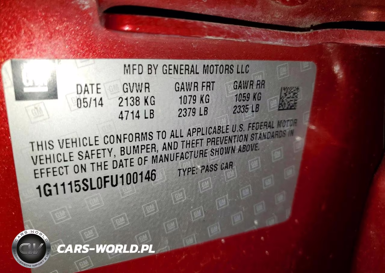 2015 Chevrolet Impala Lt VIN:1G1115SL0FU100146 - 12