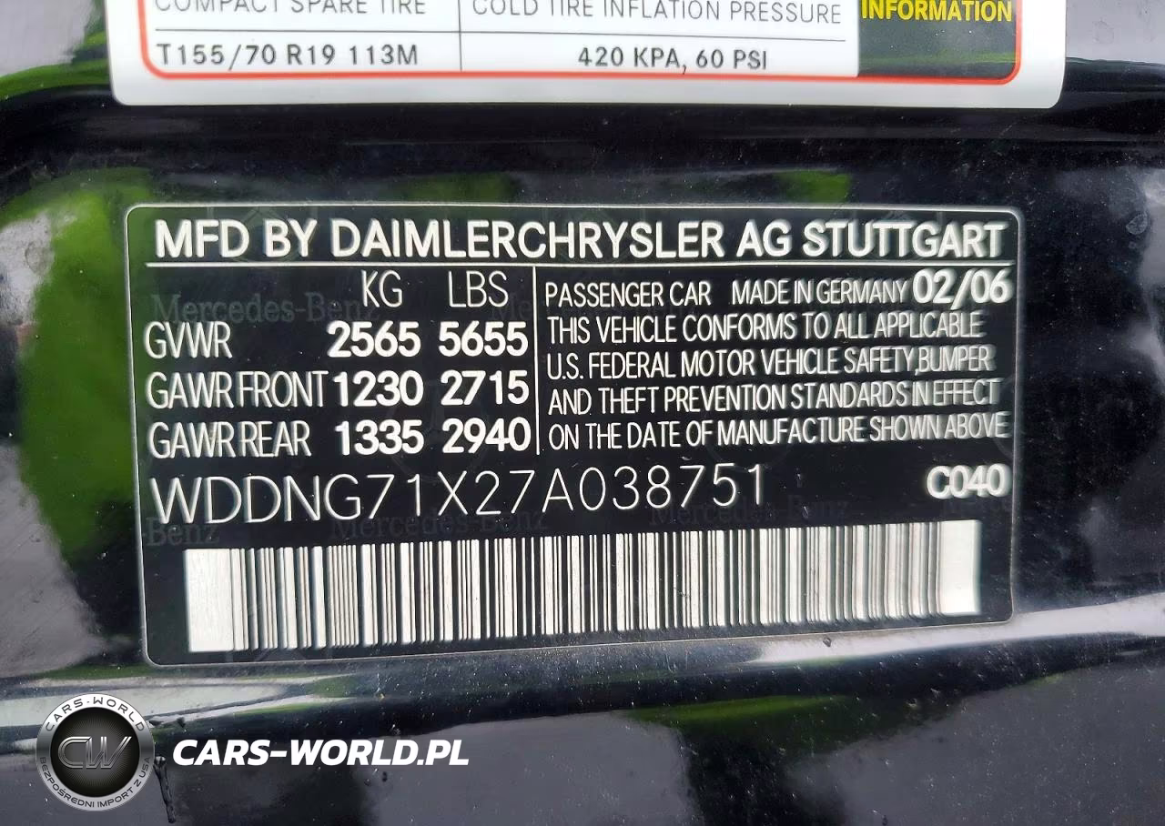 2007 Mercedes-Benz S 550 VIN:WDDNG71X27A038751 - 12