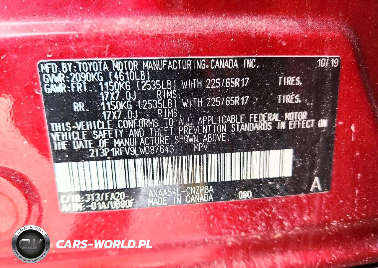2020 Toyota Rav4 Xle VIN:2T3P1RFV9LW087643 - 12