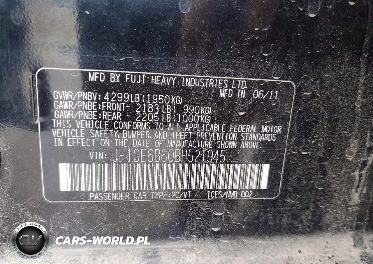 2011 Subaru Impreza VIN:JF1GE6560BH521945 - 12