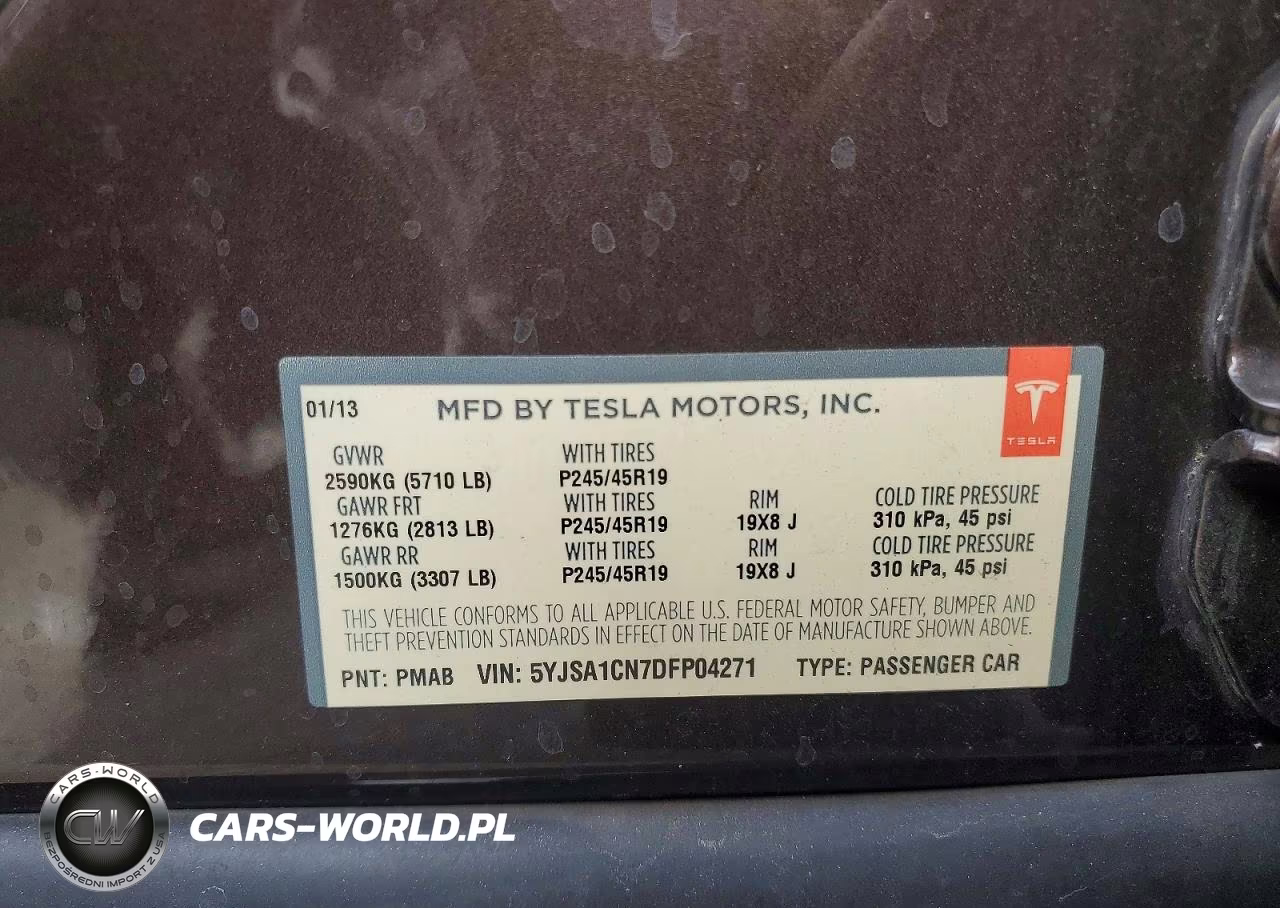 2013 Tesla Model S VIN:5YJSA1CN7DFP04271 - 12