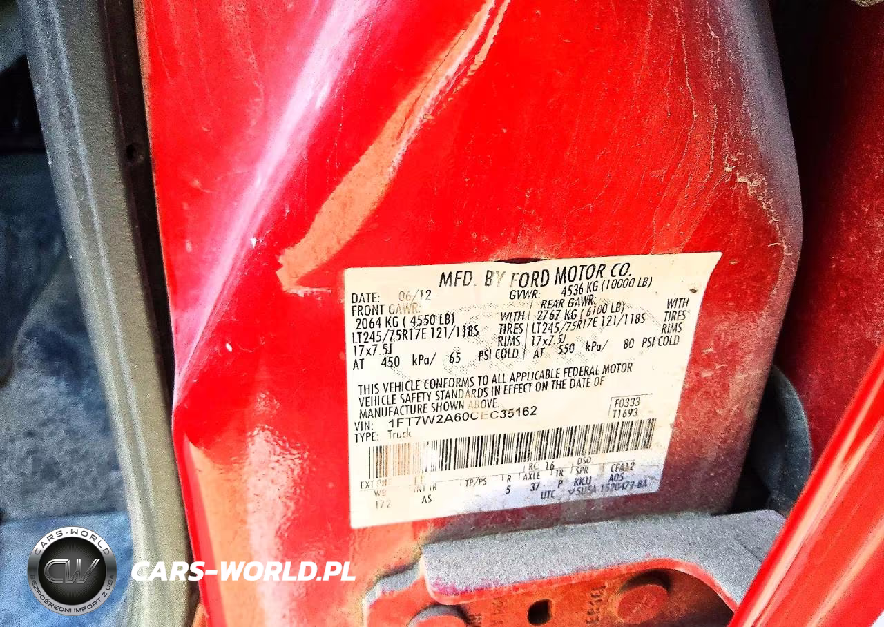 2012 Ford F250 Super Duty VIN:1FT7W2A60CEC35162 - 12