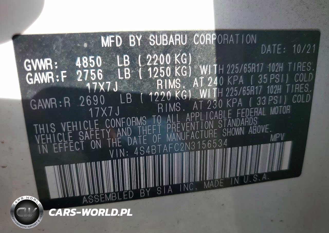 2022 Subaru Outback Premium VIN:4S4BTAFC2N3156534 - 13