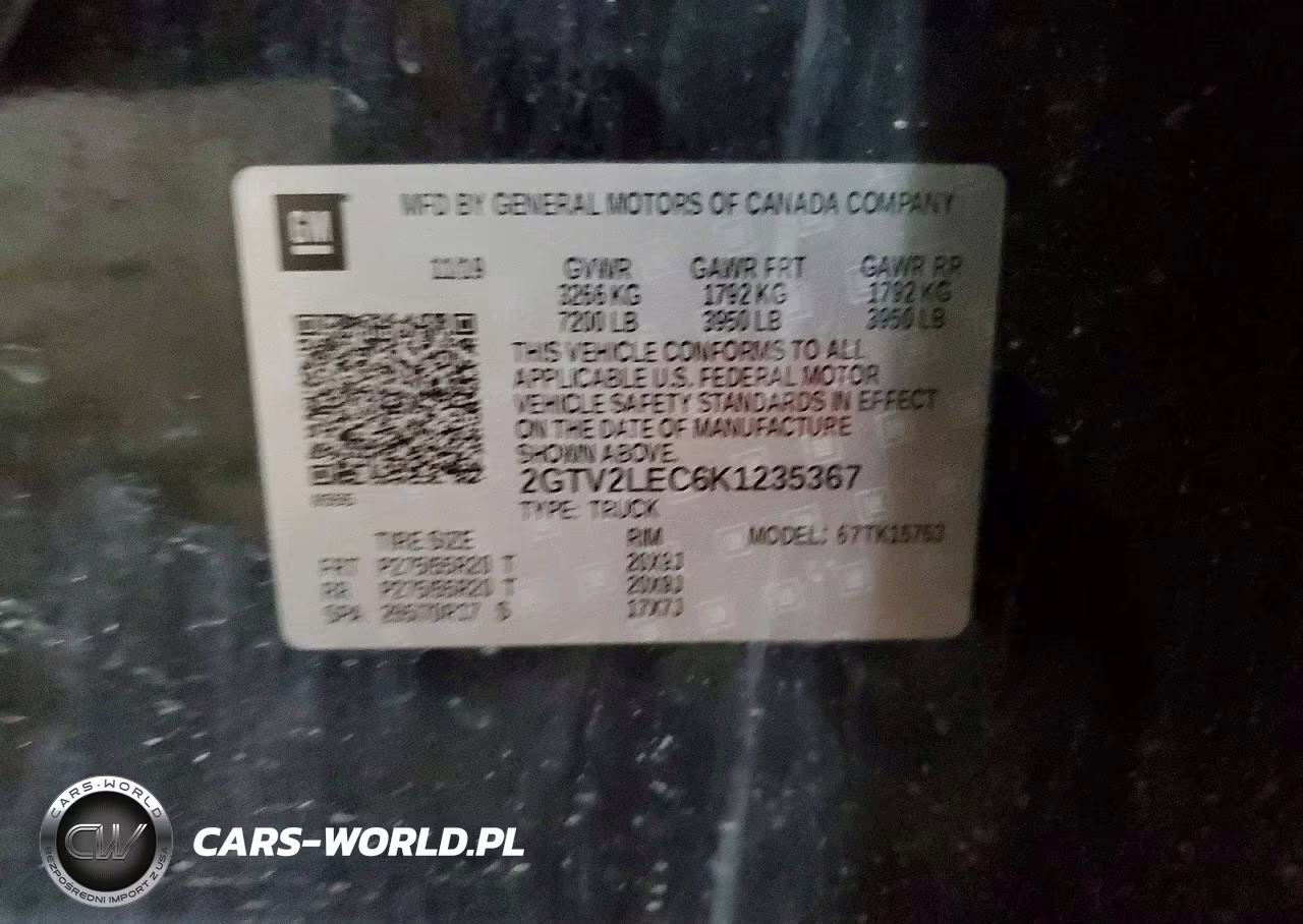 2019 GMC Sierra Limited K1500 VIN:2GTV2LEC6K1235367 - 12
