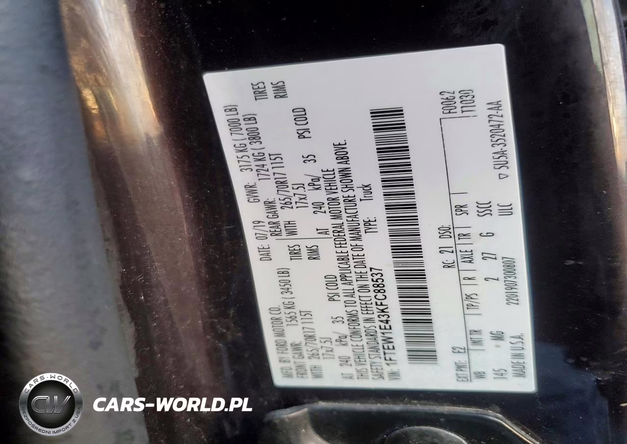2019 Ford F150 Supercrew VIN:1FTEW1E43KFC88537 - 12