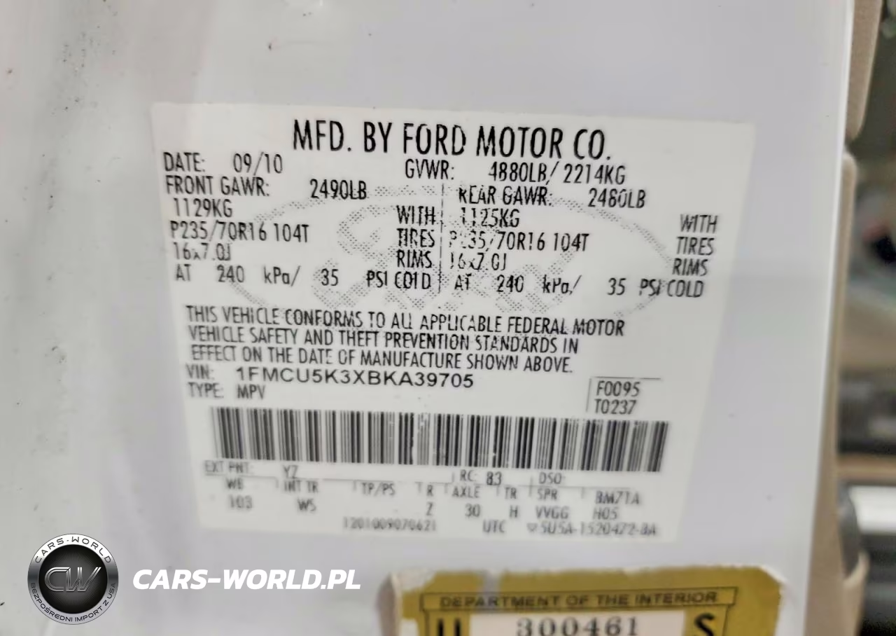 2011 Ford Escape Hybrid VIN:1FMCU5K3XBKA39705 - 14