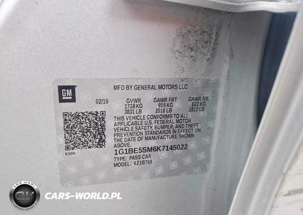 2019 Chevrolet Cruze Lt VIN:1G1BE5SM6K7145022 - 12