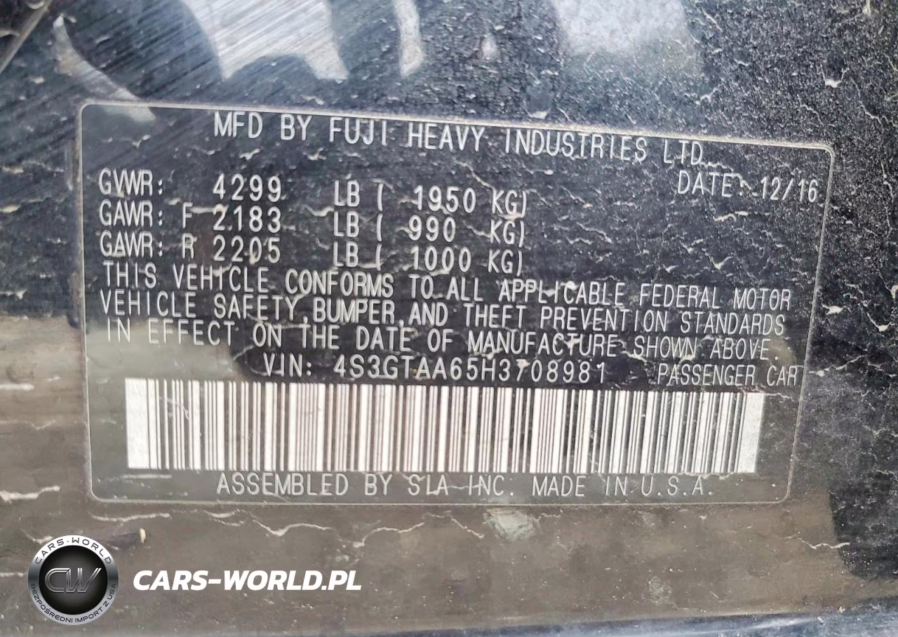 2017 Subaru Impreza VIN:4S3GTAA65H3708981 - 12