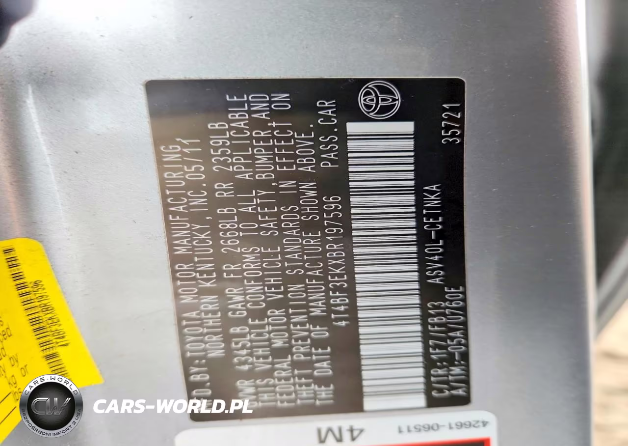 2011 Toyota Camry Base VIN:4T4BF3EKXBR197596 - 12