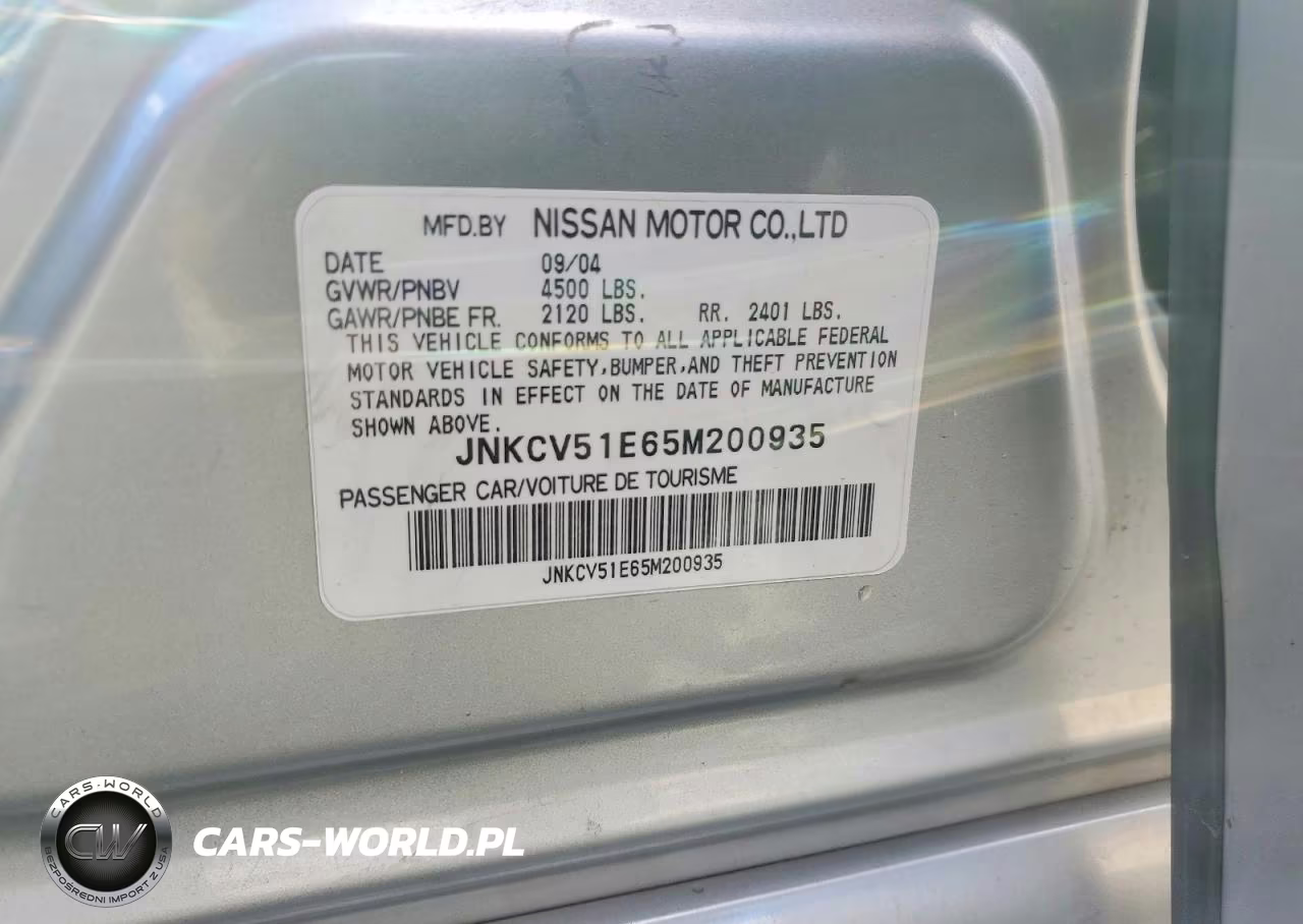 2005 Infiniti G35 Base VIN:JNKCV51E65M200935 - 12