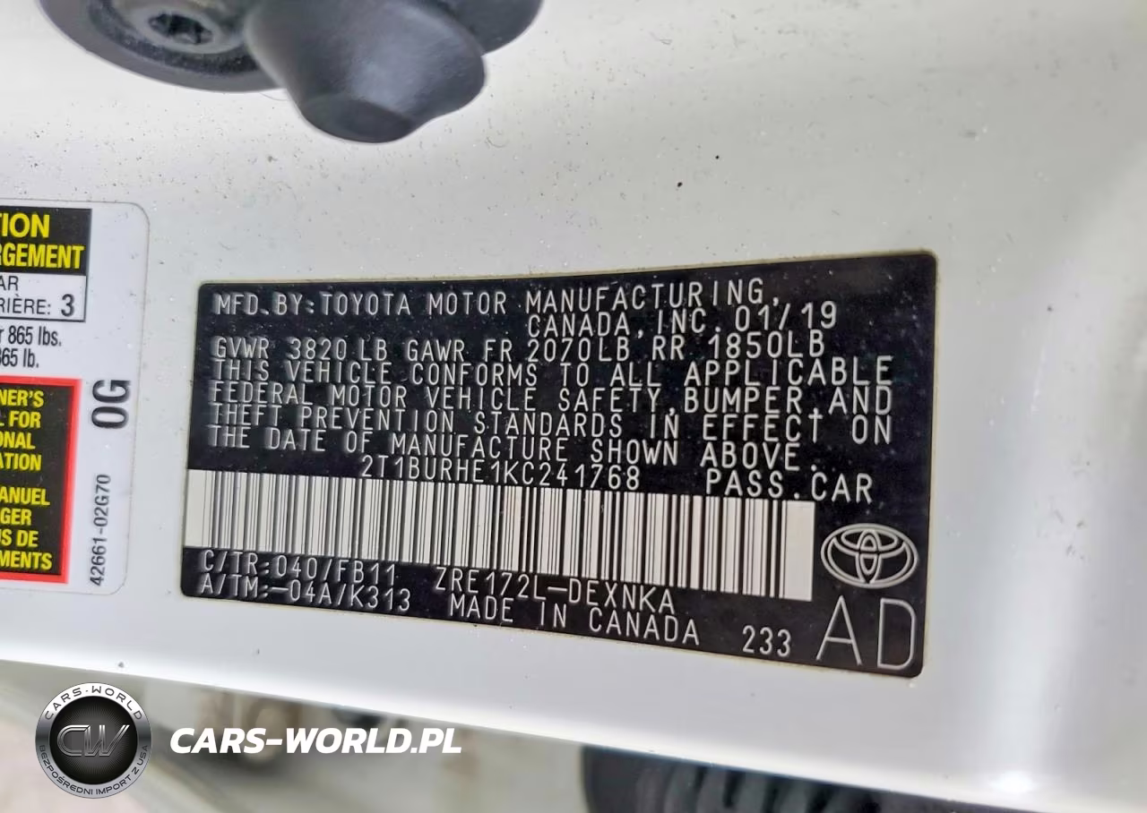 2019 Toyota Corolla Le VIN:2T1BURHE1KC241768 - 13