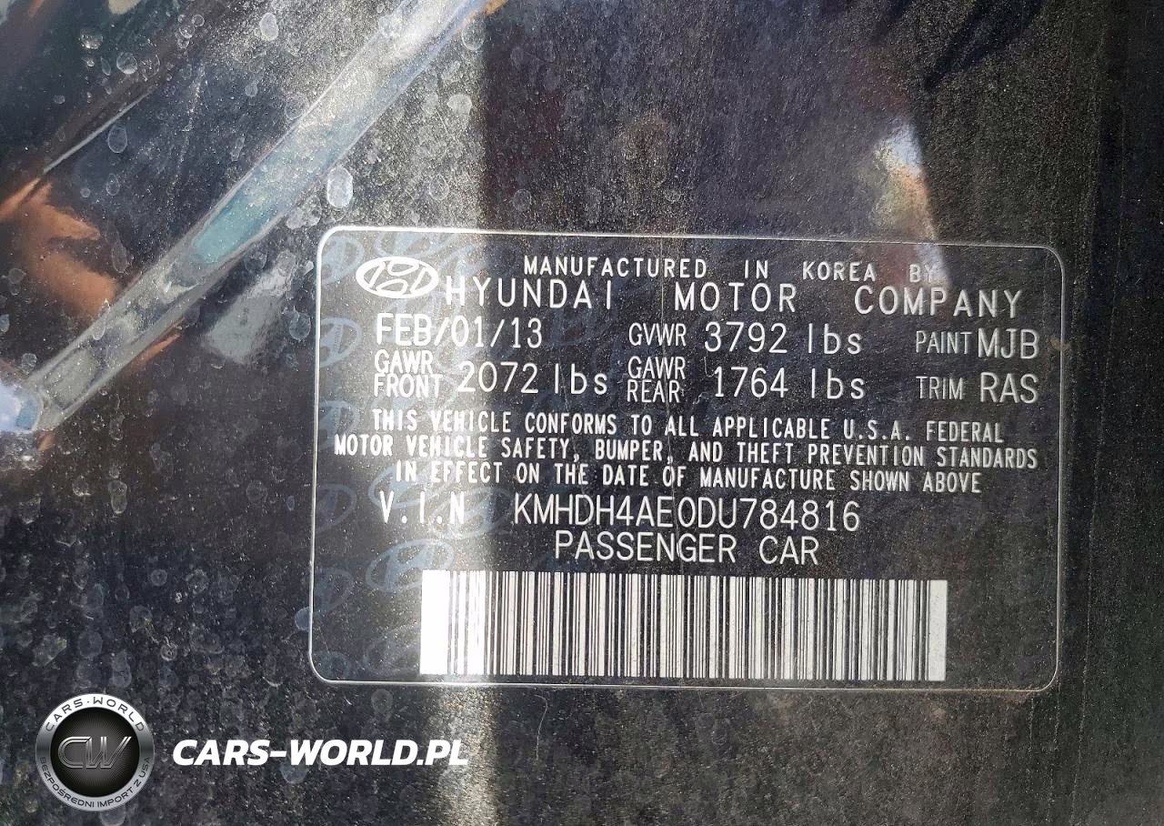 2013 Hyundai Elantra Gls VIN:KMHDH4AE0DU784816 - 12