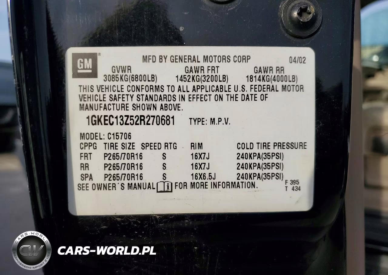 2002 GMC Yukon VIN:1GKEC13Z52R270681 - 13