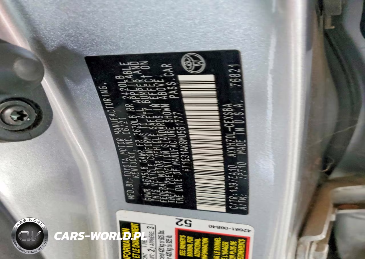 2021 Toyota Camry Hybrid Se VIN:4T1G31AK8MU561777 - 12