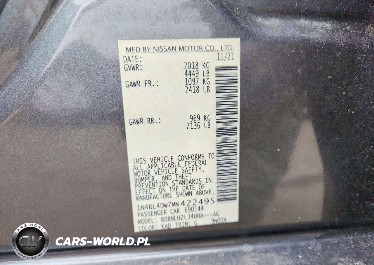 2021 Nissan Altima Sv VIN:1N4BL4DW7MN422495 - 13