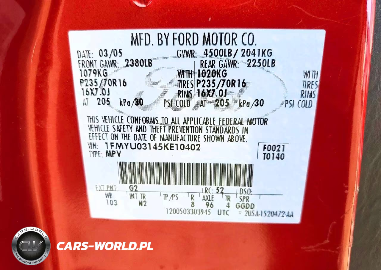 2005 Ford Escape Xlt VIN:1FMYU03145KE10402 - 13