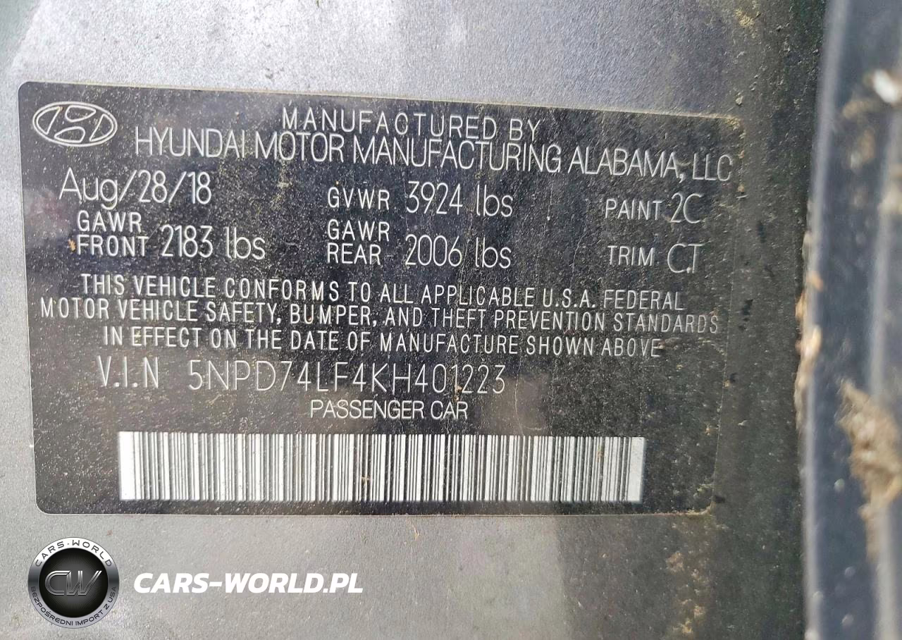 2019 Hyundai Elantra Se VIN:5NPD74LF4KH401223 - 12