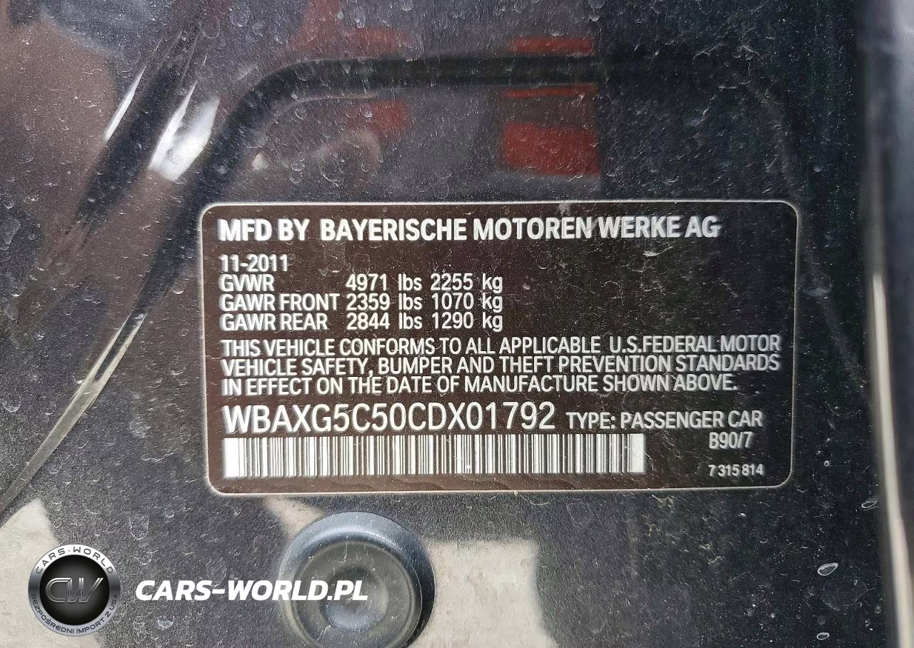 2012 BMW 528 I VIN:WBAXG5C50CDX01792 - 12