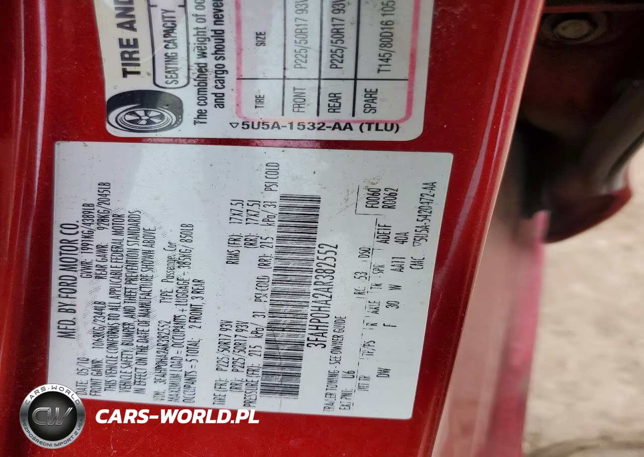 2010 Ford Fusion Se VIN:3FAHP0HA2AR382552 - 12