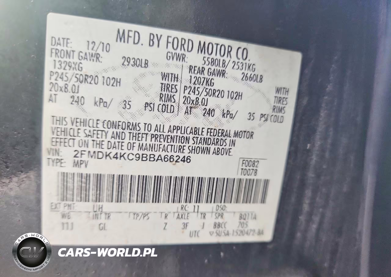 2011 Ford Edge Limited VIN:2FMDK4KC9BBA66246 - 12