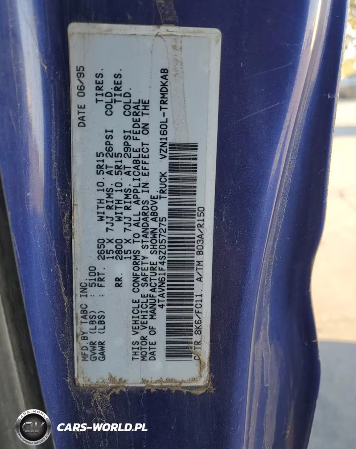 1995 Toyota Tacoma VIN:4TAVN61F4SZ057275 - 12