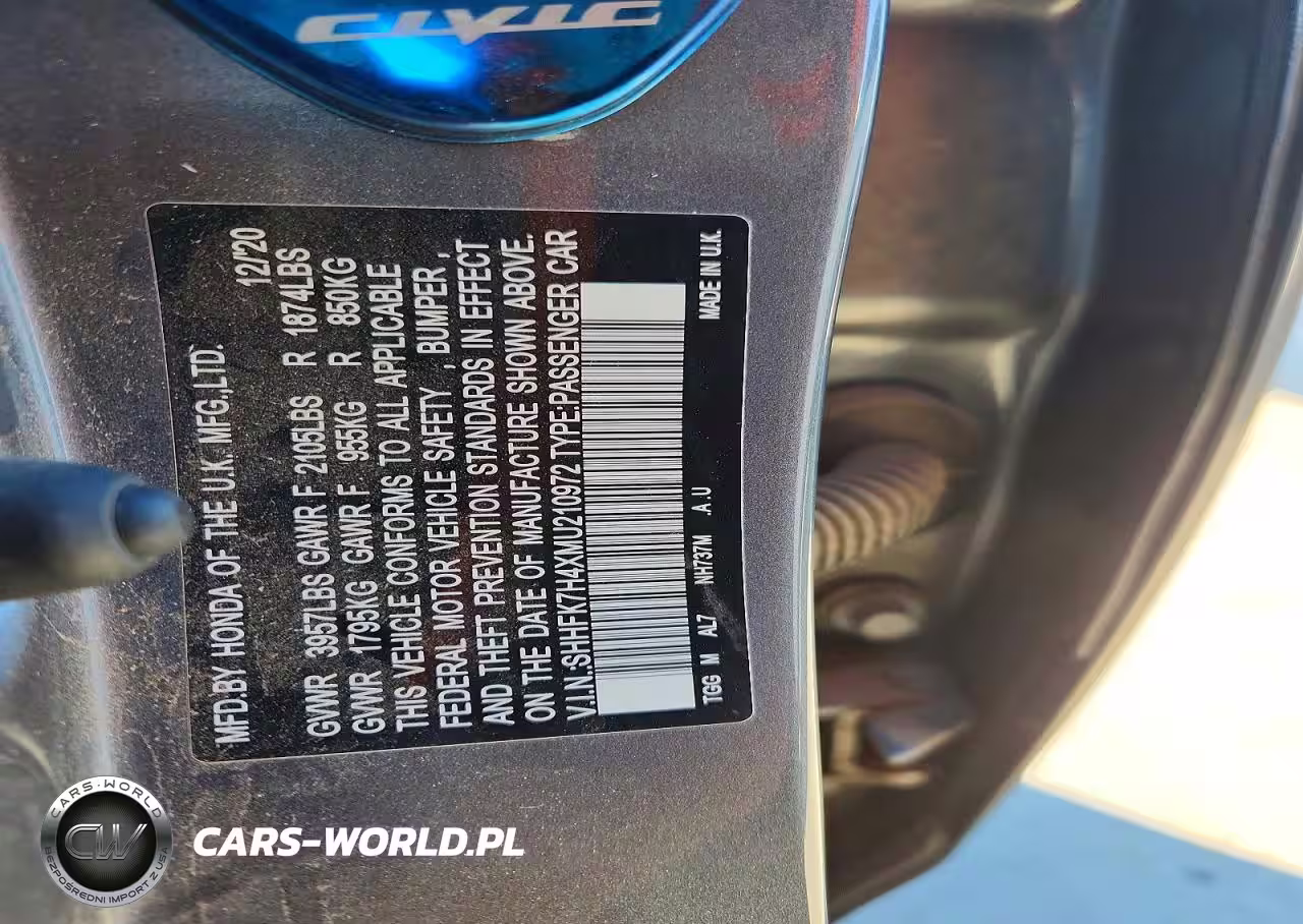 2021 Honda Civic Sport VIN:SHHFK7H4XMU210972 - 12