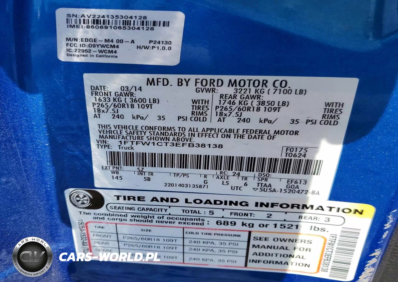 2014 Ford F150 Supercrew VIN:1FTFW1CT3EFB38138 - 12