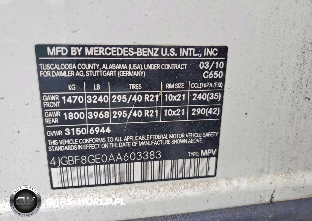 2010 Mercedes-Benz Gl 550 4Matic VIN:4JGBF8GE0AA603383 - 12