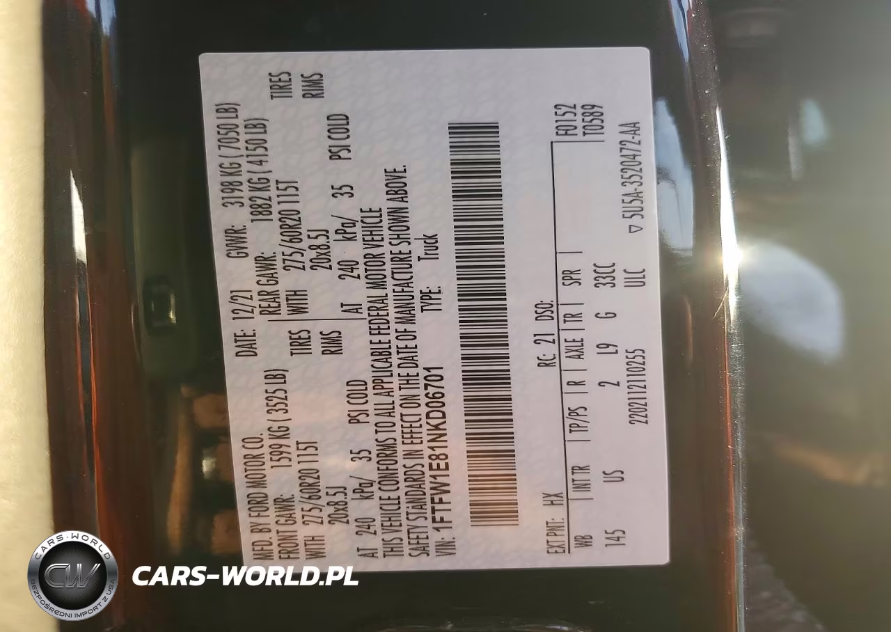 2022 Ford F150 Supercrew VIN:1FTFW1E81NKD06701 - 12