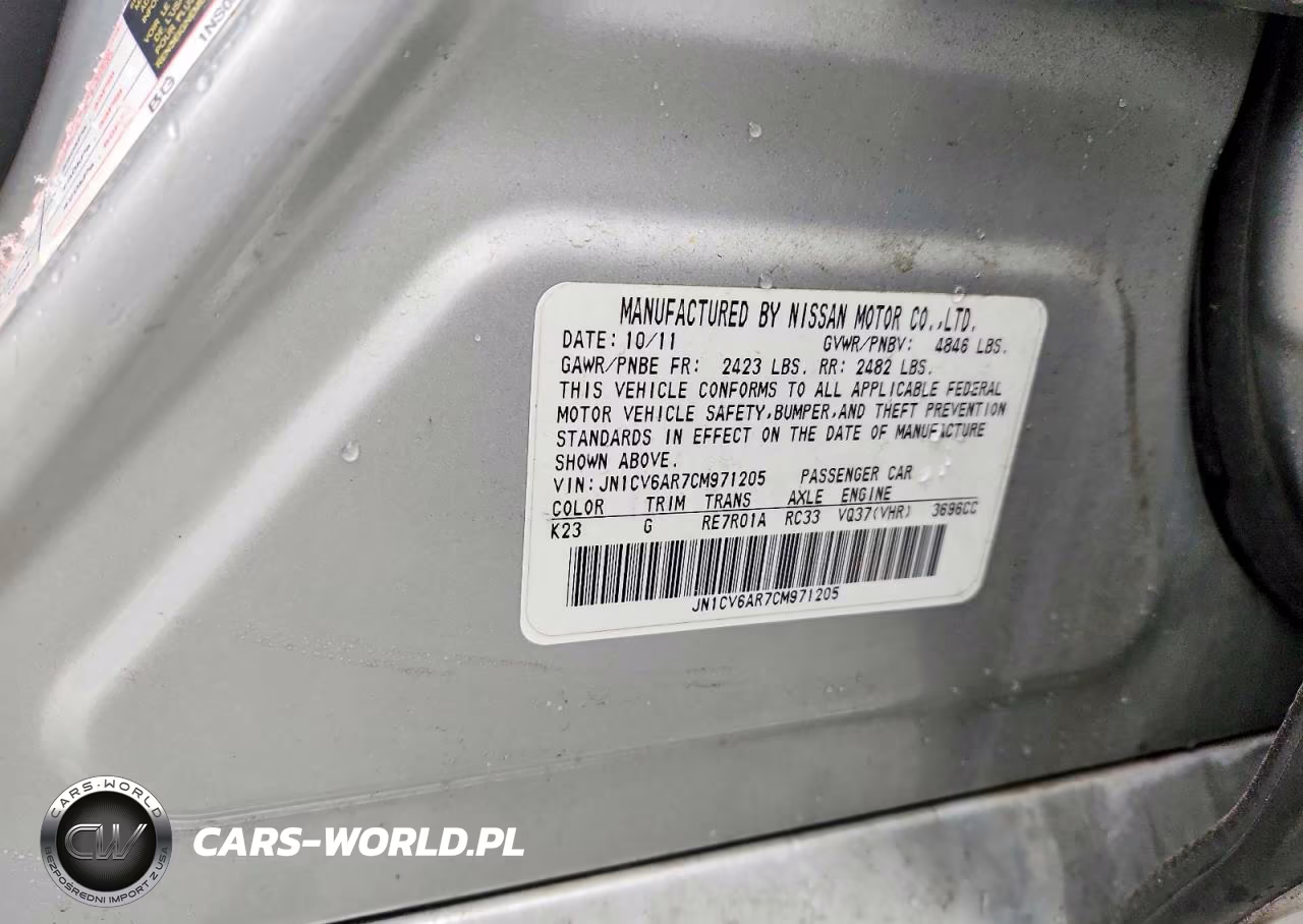 2012 Infiniti G37 Sedan X VIN:JN1CV6AR7CM971205 - 12