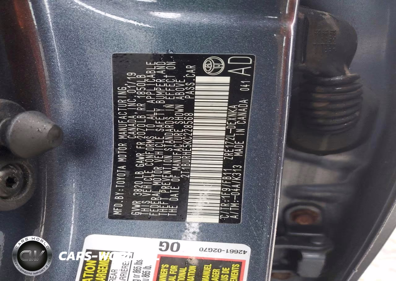 2019 Toyota Corolla L VIN:2T1BURHE5KC228568 - 13