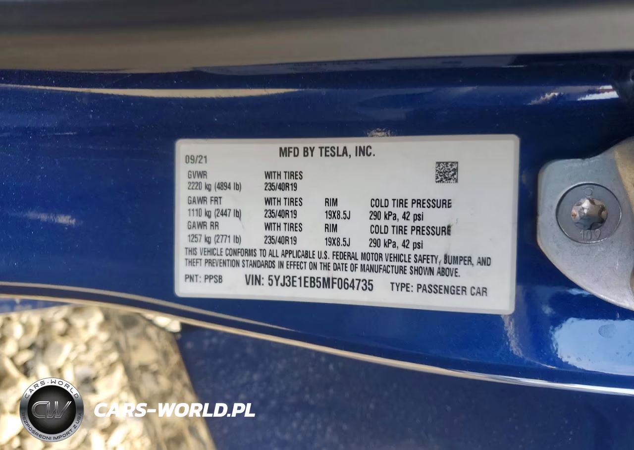 2021 Tesla Model 3 VIN:5YJ3E1EB5MF064735 - 12