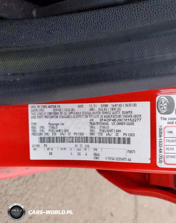 2012 Ford Fiesta Se VIN:3FADP4BJ9CM152277 - 12