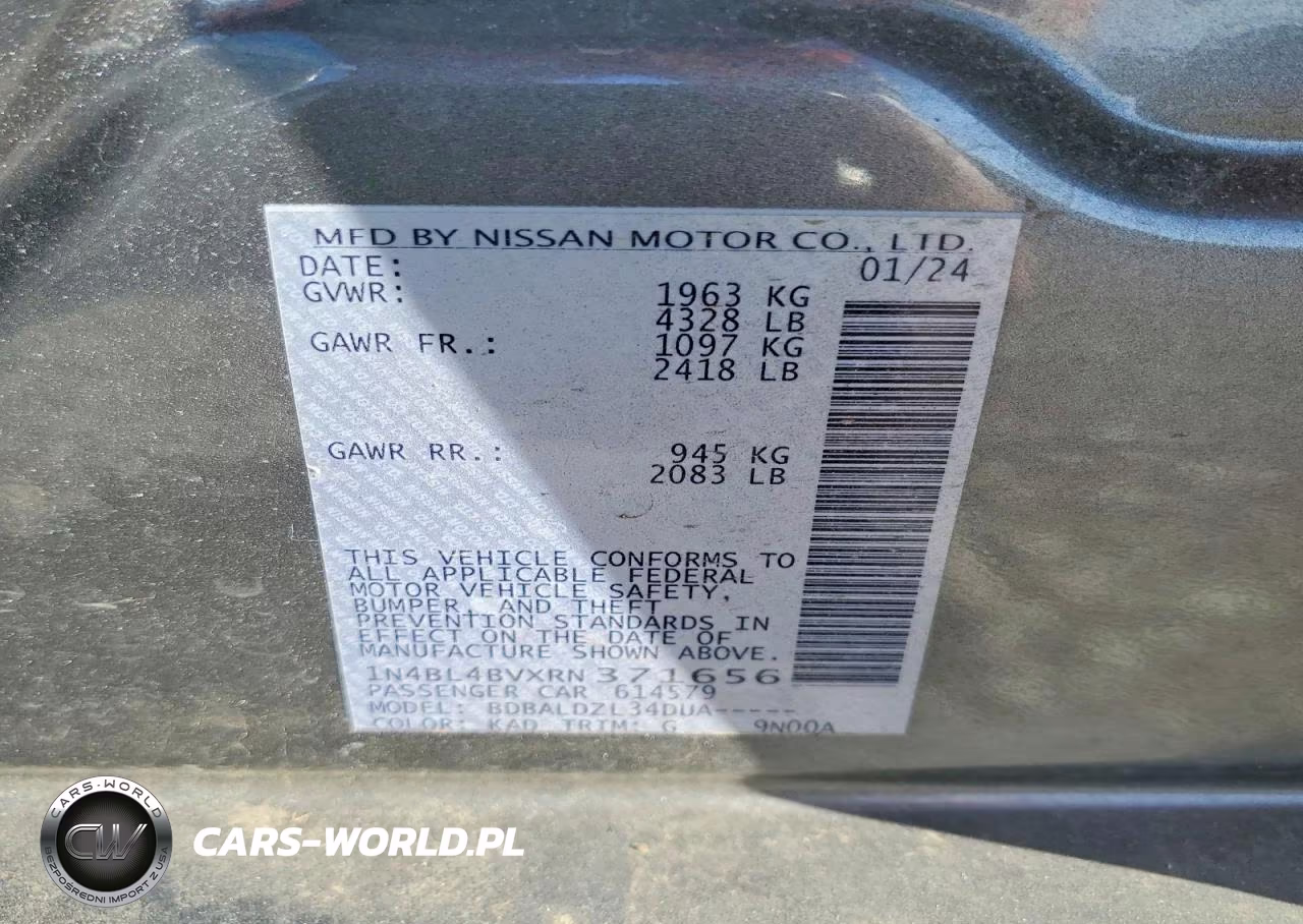 2024 Nissan Altima S VIN:1N4BL4BVXRN371656 - 13